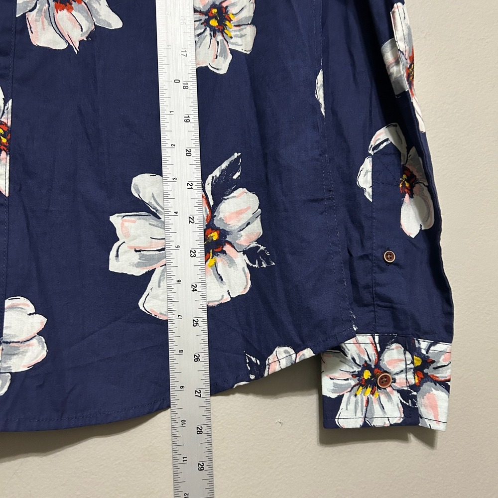Eighth Avenue Button Down Shirt Mens S Navy Blue Floral Print Cotton Preppy Boho - Picture 10 of 10